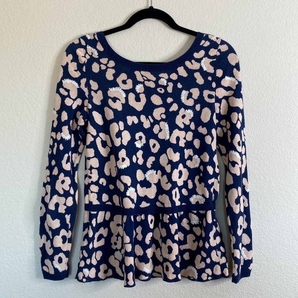 Anthropologie Moth sweater peplum leopard purple small - Picture 5 of 6